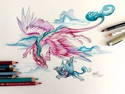This Guy Was Intended To Have Hummingbird Coloring I Sort Of Adhered To That But I Got A Little Crazy As Usual Dragon Art Dragon Drawing Fantasy Art
