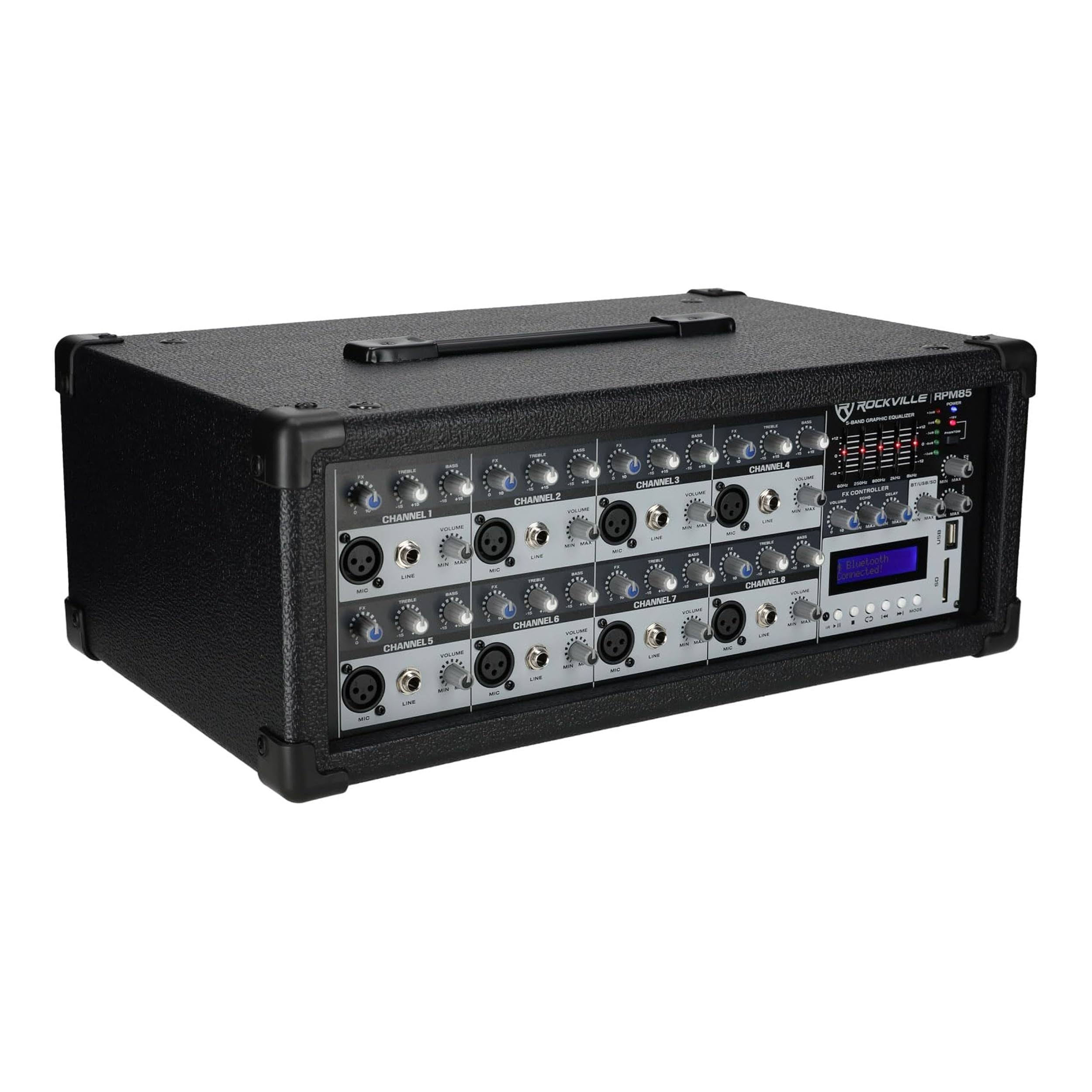 Rockville rpm85 2400w Powered 8 Channel Mixer,USB