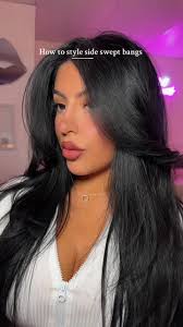 Trimming my bangs often always helps give them more volume 🫶🏽  #curtainbangs #sidesweptbangs #hairstyle #hair #hairtok #jetblackhair  #bangstutorial #tutorial #curtainbangstutorial #layeredhaircut ...