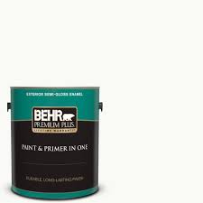 Prime† use behr premium plus® paint as a primer over properly prepared coated or uncoated surfaces; Behr Premium Plus 1 Gal Ultra Pure White Semi Gloss Enamel Exterior Paint And Primer In One 505001 The Home Depot