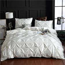 White bedding silk like satin duvet cover set silky solid color bedding silver white silky microfiber quilt cover king (104x90) 1 duvet cover 2 pillowcases (white, king) 4.0 out of 5 stars. 2 3pcs Solid Color Silk Pleated Design Duvet Cover Pillowcases Set Single Twin Double Queen King Size Bedding Set Walmart Canada