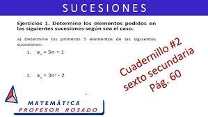 Selecciona tu libro de segundo grado de secundaria: 6to Secundaria Cuadernillo 2 Pag 60 Sucesiones Video 1 Youtube