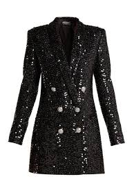 Balmain Double Breasted Sequinned Blazer Dress Blazer Dress Mini Black Dress Fashion