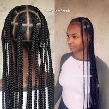 Black And Blonde Jumbo Knotless Braids Glamfreak On Instagram Knotless Feed In Box Braids No Heat These Were So Fun Who S Got N Box Braids Hairstyles Braids For Black Hair Box Braids Styling