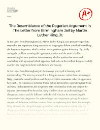 Secondary 1 english essay topics, essay writing tips toefl, definition essay. The Resemblance Of The Rogerian Argument In The Letter From Birmingham Jail By Martin Luther King Jr Essay Example 592 Words Gradesfixer