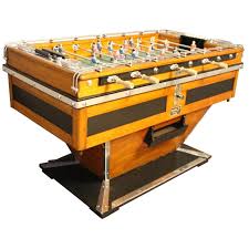 Constructed of carb certified mdf, the stylish gaming table cabinet has a durable exterior melamine with a beautiful espresso finish. Midcentury French Cafe S Foosball Table Soccer Table Football Table At 1stdibs