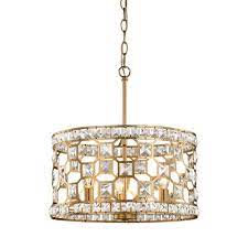 Fifth And Main Lighting Paris 3 Light Champagne Gold With Clear Crystal Pendant Wl 2176 The Home Depot Drum Pendant Drum Chandelier Pendant Lighting