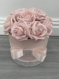Artificial Flower Hat Boxes Pink With Diamante Wedding Gifts Etsy In 2021 Luxury Flowers Flower Box Gift Flower Hats
