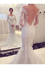 Gorgeous lace mermaid vintage wedding dresses with long sleeves chapel train modest bride gowns amy1505. Mermaid Off The Shoulder Long Sleeves Lace Wedding Dresses Bridal Gowns 3030102