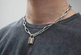 Chunky Lock Chain Necklace Streetwear Inspired Jewellery Supreme Streetwear Mens Necklace Fashion Edgy Necklace Mens Accessories Necklace