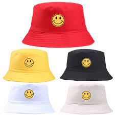 Smiley Face Embroidered Folding Fisherman Sun Hat Outdoor Men Women Bucket Cap In 2021 Outfits With Hats Sun Hats Cute Smiley Face