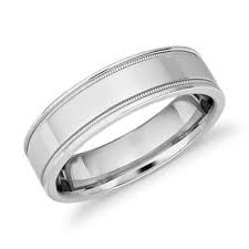 Monique Lhuillier Milgrain Inlay Polished Band In Platinum 6mm Blue Nile Mens Wedding Rings Platinum Mens Band Rings Silver Wedding Bands