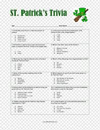 Patrick's day trivia questions to use in the classroom. Saint Patrick S Day Trivia For Seniors Quiz Game Saint Patrick S Day Png Pngwing