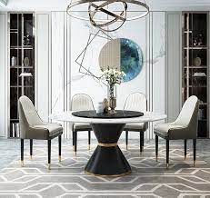 Gift your smaller dining room with modern style by adding the chintaly sunny 5 piece dining set. Rock Plate Round Dining Table With Turntable Marble Round Dining Table And Chair Combination Post Modern Dining Table For 8 Peop Dining Room Sets Aliexpress