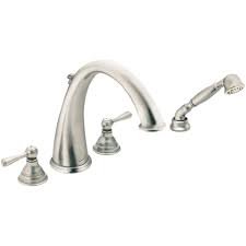 The moen kingsley collection brings out the best of both worlds offering traditional quality in antique packaging. Moen T922an Kingsley Two Handle High Arc Roman Tub Faucet W Hand Shower Antique Nickel