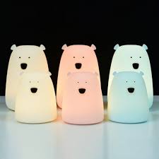 Cartoon Polar Bear Night Light Sleeping Lamp Battery Operated Rechargeable In Pink Blue White Takeluckhome Com
