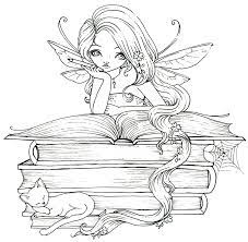 Fairy Book Lover Perhaps She S Reading Fairy Tales Fairy Coloring Pages Fairy Coloring Coloring Pages