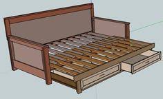 I'll come up with a plan and think perfect, and then the next week be thinking, no way can that work! Pull Out Daybed Plans Diy Sofa Bed Diy Daybed Daybed Plans