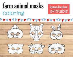 Rabbit Mask Pig Mask Animal Masks Horse Mask Printable Animal Etsy In 2020 Party Activities Kids Farm Animal Party Animal Masks