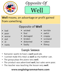 Opposite Of Well Antonyms Of Well Meaning And Example Sentences English Grammar Here
