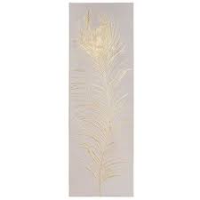 Toile Plume De Paon Grise Et Doree 30x90 Plume De Paon Deco Murale Toile