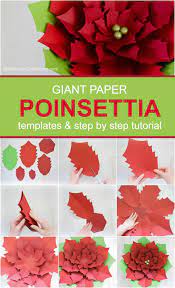 Diy Giant Paper Poinsettia Tutorial Christmas Paper Poinsettias Christmas Paper Crafts Paper Christmas Decorations Paper Crafts Diy