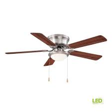 The home depot offers pro referral ceiling fan installation and ceiling fan repair services if you're unsure about taking on the project by yourself. Hugger 52 In Led Indoor Brushed Nickel Ceiling Fan With Light Kit Al383led Bn The Home Depot