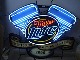 Huge Rare Miller Lite Beer Harley Davidson Motorcycles Motor Engine Neon Sign Neon Signs Neon Harley Davidson Motorcycles