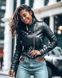 Pin On Black Leather Jacket Girls