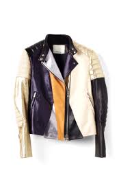 Phillip Lim Metallic Foil Back Leather Colorblocked Biker Jacket In Pink Apricot Gold Leather Jacket Style Balmain Leather Jacket Jackets