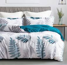 Shop for teal and grey comforter at bed bath & beyond. Amazon Com Sleepbella King Size Comforter Set White Leaf Floral Pattern Teal Reversible Design 600 Thread Count Cotton Fabric Ultra Soft Microfiber Inner Fill 3pcs Bedding Set Kitchen Dining