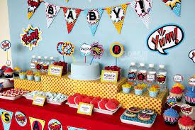 Some ideas to get you started: Superheros Baby Shower Party Ideas Photo 15 Of 20 Superhero Baby Shower Marvel Baby Shower Baby Shower Book