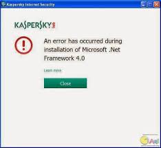 An Error Has Occurred During The Installation Of Microsoft Net Frame Work 4 0 Kaspersky Antivirus Installation Problem