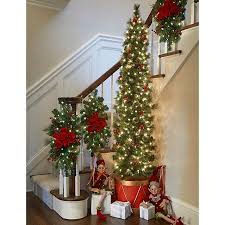 6 1 2 Calgary Spruce Drum Half Christmas Tree Christmas Staircase Decor Decorating With Christmas Lights Holiday Decor