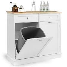 Costway Wooden Kitchen Trash Cabinet