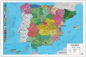 8 mapas de españa para niños. 1art1 Karten Poster Und Kunststoff Rahmen Mapa Espana Fisico Politico 91 X 61cm Amazon De Kuche Haushalt