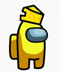 Hd Yellow Among Us Character With Cheese Hat Png Png Character Yellow