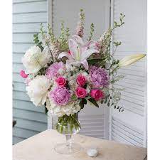 Hiiarug handmade wedding bouquets, artificial peony rose artificial flower bouquet bride bridesmaid holding flower (pink). Peonies Hydrangeas Roses And Lilies By Ambrose Garden