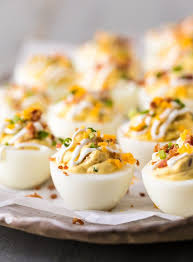 Deviled Egg Recipe Loaded Just Like A Loaded Baked Potato Smothered In A Mixture Of Cheese Bacon Deviled Eggs Recipe Devilled Eggs Recipe Best Deviled Eggs