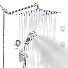 The raindrop technology coupled with the 7.75″ diameter face ensures that every part of your body feels the soothing sensation of rain. Lohner Shower Heads With Handheld On Off Switch 87 Inch Hose Luxurious Stainless Steel 8 Shower Head 6 Settings Handheld With 11 Adjustable Shower Arm Square Shower Set Amazon Com