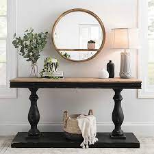 Our beautifully crafted consoles add elegance to any room. Distressed Black Double Pedestal Console Table Kirklands
