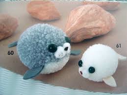 Cute Pompon Seal And Penguin Cute Kawaii Animal Mascots Toy Pom Pom Crafts Pom Pom Animals Animal Crafts