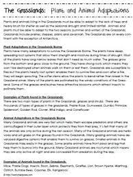 Grassland Plant And Animal Adaptations Biomes Activities Biomes Project Grassland Biome