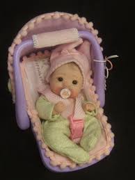 Mini Collectable Ooak Polymer Clay Baby Art Doll W Car Seat Carrier Rasbubbyhill Clay Baby Baby Art Ooak Art Doll