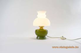 Table lamp bedside lamp with metal base and green fabric shade nightstand lamp household for bedroom & office. 1950s Olive Green White Glass Table Lamp Vintageinfo All About Vintage Lighting