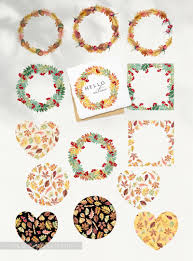 Find images of autumn leaves. Autumn Watercolor Leaves Clipart Autumn Wreath Modern Clipart With Autumn Leaves In Illustrations On Yellow Images Creative Store