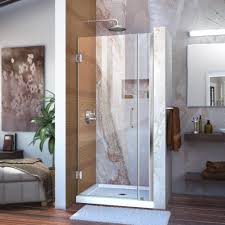 Dreamline Unidoor 35 To 36 In X 72 In Frameless Hinged Shower Door In Brushed Nickel Shdr 20357210 04 Frameless Shower Doors Shower Doors Frameless Shower