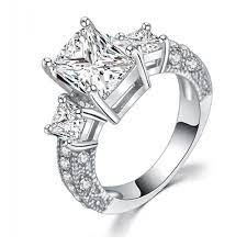 4 Prong Solitaire 3a Grade Cubic Zirconia Crown Simulated Etsy Cz Engagement Ring White Gold Jewelry Rings Engagement Engagement Ring Sizes