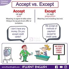 Common Mistakes Accept Vs Except Confusing Words English Words English Language Learning