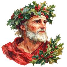Festive Man With Holly Ring And Decorations, Man, Long Beard, Red Hat PNG  Transparent Image and Clipart for Free Download